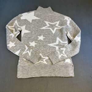 Star Print Sweater Mock Neck Pullover Long‎ Sleeve Knit Top